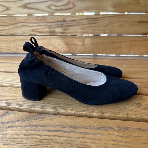 Everlane The Day Heel Womens 7 Black Suede Italian Leather Slip On Classic Work - Picture 4 of 11